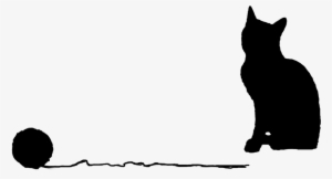 Silhouette Of Cat With Ball Of Yarn Vector By Froggyartdesigns - Yarn Silhouette #774555