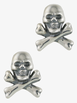 Pinto Ranch Skull And Cross Bones Silver Cufflinks - Figurine #776533