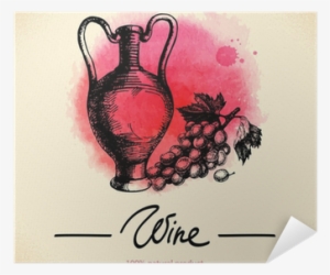 Watercolor Hand Drawn Sketch Poster • Pixers® • We - 12 Pack Wine Glass Tags - The Vinyard Collection - #776743
