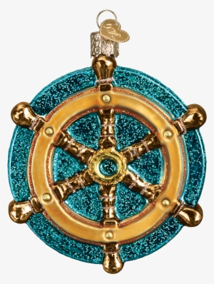 Ship Wheel Nautical Glass Ornament - Old World Christmas Labrador Pup Glass Blown Ornament #777069