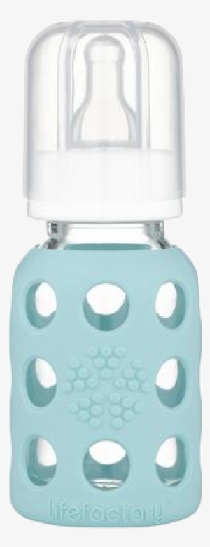 4 Oz Mint Glass Baby Bottle With 2pk White Flat Caps - Lifefactory Glass Baby Bottle With Silicone Sleeve #777099