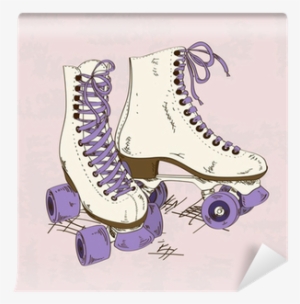 Illustration With Retro Roller Skates Wall Mural • - Disegni Pattini A Rotelle #777608