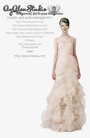 Precut Sims 3 Dolls Png - Jessica Biel Pink Wedding Dress #777754