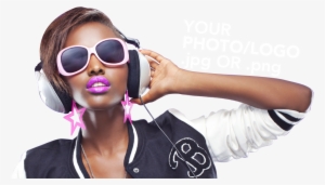 Banner Black And White Stock Dj Transparent Hip Hop - Girl With Headphones Png #778020