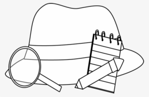 Black And White Detective Supplies Clip Art - Black And White Detective Hat #779483
