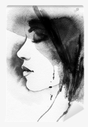 Woman Portrait - Art Print: Ismagilova's Woman Portrait .abstract Watercolor #779885