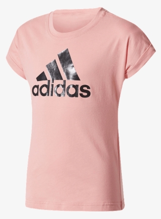 Adidas Girls' Logo Short Sleeve T Shirt - Tee Shirt Adidas Rose #7705326