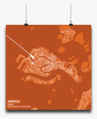 Premium Map Poster Of Venice Italy - Simple Poster Venice Italy #7713841