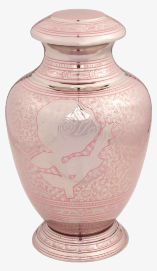 Pink Rose Engraved Brass Urn - Urn #7717145