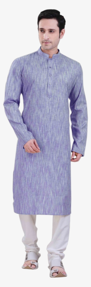 Men's Poly Cotton Blue Kurta With Churidar - Formal Wear #7734167