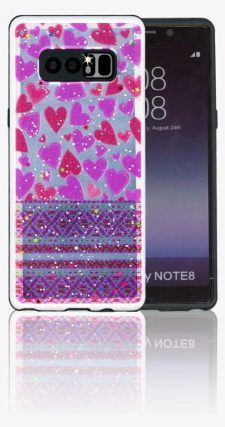 Samsung Note 8 Mm 3d Purple Hearts - Mobile Phone Case #7734202