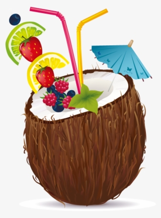 Juice Cocktail Coconut Water Coconut Milk Clip Art - Clipart Coconut Cocktail #7734311