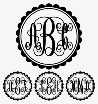 Monogram Elaborate Script Scalloped Circle Font Png - Monogram Circle #7735729