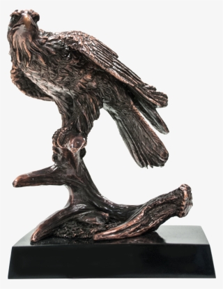 Bronze Hawk Sitting On Antler Statue #7738682