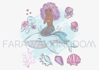 Mermaid Whale Cartoon Travel Tropical Vector Illustration - Illustration #7739596