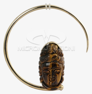 Large Brass Hoops With Tiger Eyes Shiva Mask Brass - Painted Turtle #7741165