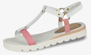 White Ladies' Sandals With Pink Elements Снимка - Fisherman Sandal #7741396