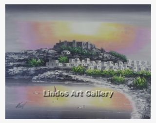 Lindos Acropolis In Black White And Splash Of Color - Painting #7748979