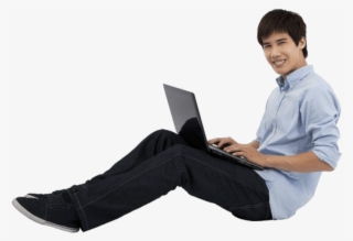 A Student On Laptop - Student With Laptop Png #7749501