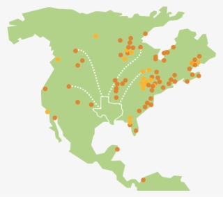Simplified Migration View Map Of Reported Monarch Sightings - Black Picture Of Continent #7749777