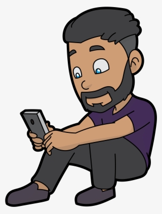 Png Black And White File Cartoon Man Using His Smartphone - Man With Mobile Phone Cartoon Png #7751325