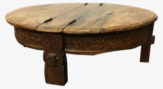 Rustic Wood Storage Round Tea Table - Coffee Table #7753533