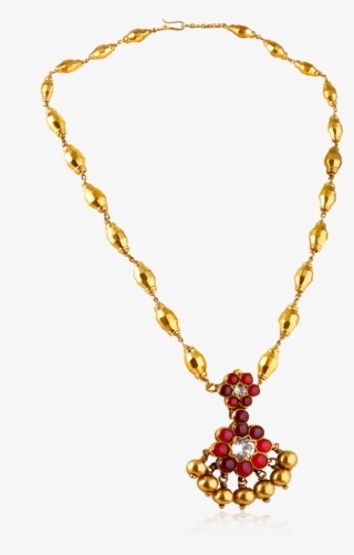 Ruby Diamond Flower Necklace - Necklace #7754790