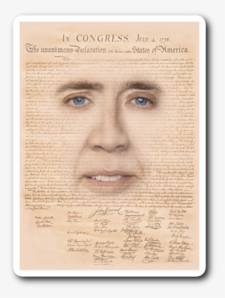 Nicolas Cage Declaration Of Independence Sticker - Book #7761158