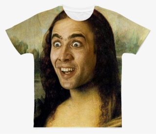Nicolas Cage As The Mona Lisa Classic Sublimation Adult - Mona Cage #7761249