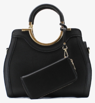 La Terre Fashion Vegan Handbag With Wallet Set In Black - La Terre Fashion Purse #7767227