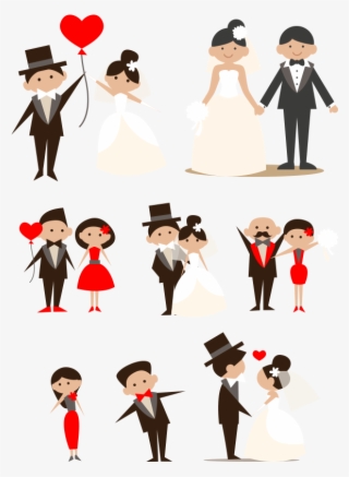 Cartoon Couple Clip Art Hand Drawn Bride - Bride And Groom Png #7768050