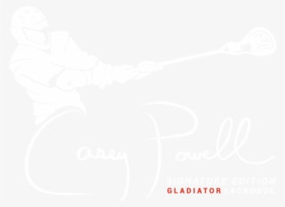 Casey Powell Logo White W Red Gladiator Word - Field Lacrosse #7775721