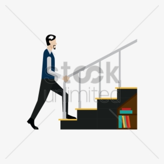 Man Walking Up A Stairs Vector Image - Sitting #7782101