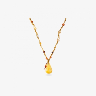 Necklace With Amber Pendant In Matt - Necklace #7782139