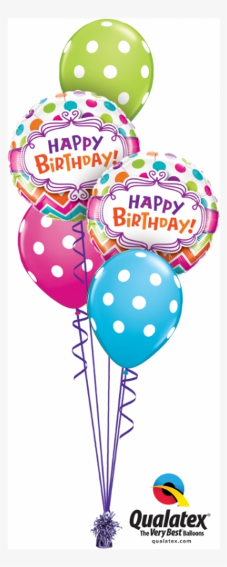Chevron Dots Birthday Balloon Classic Bouquet Birthday - Balloon #7788017