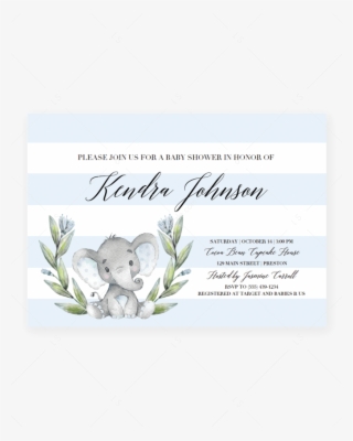 Blue Elephant Baby Shower Invitation Template Download - Template Girl Baby Shower Invitations Elephants #7789022
