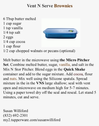 Vent N Serve Brownies Recipe Tupperware Recipes, Microwave - Document #7789424