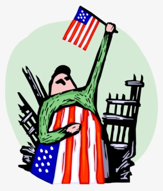 Vector Illustration Of Patriotic Americans Pays Tribute #7795307