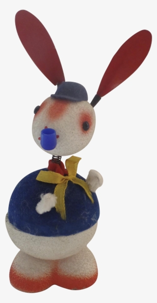 Large Vintage Flocked Germany Paper Mache Easter Bunny - Figurine #7796682