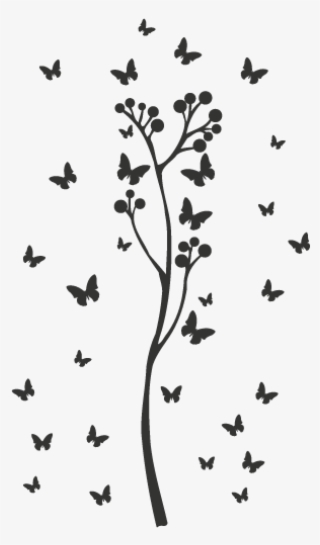 Adesivo De Parede Árvore Com Borboletas - Arvore De Borboletas Png #7799128
