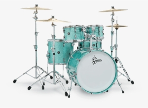 Gretsch Renown2 4 Piece Drum Set Turquoise Sparkle - Gretsch Catalina Club Blue Satin Flame #781532