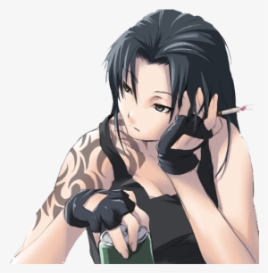 Anime-girl - Black Hair Anime Girl With Tattoo #784074