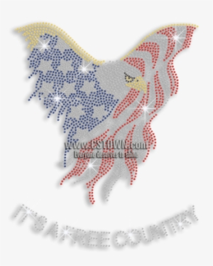 It's A Free Country Eagle Flying Rhinestone Nailhead - Iron-on #784343