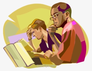 Students Studying At School Royalty Free Vector Clip - Studying For A Test #784748