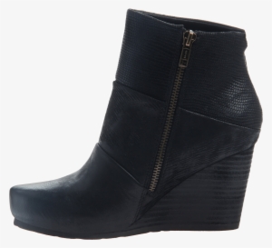 Dharma Women's Ankle Boot In Black Inside View - Suede Wedge Ankle Boot #785758