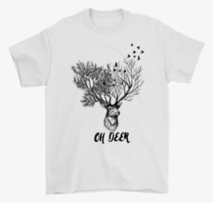Oh Deer Nature Trees And Birds Shirts T Shirt Gildan - Dibujos Creativos #788277