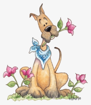Greatdane - Dog With Flower Clipart #789794