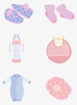 Baby Products Element Design Cartoon Cute Blue Pink - Illustration #7804189