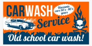 Car Wash Vinyl Banner With Flaming Skull And Muscle - Poster #7805417