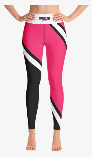 Pwm Olympic Gym Leggings White Waistband, Pink, Black - Yoga Pants #7807404